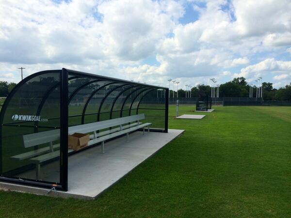 ACsports's tweet image. Some great progress being made with our soccer field this week! Team benches are ready to go! #RooNation