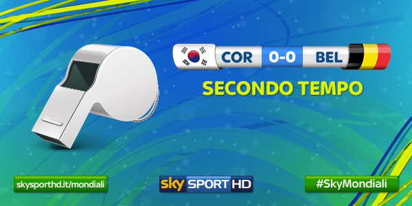 SkySport's tweet photo. Riparte #CoreaBelgio. Qual è il vostro pronostico per il secondo tempo? #SkyMondiali http://t.co/52XvYonHrG