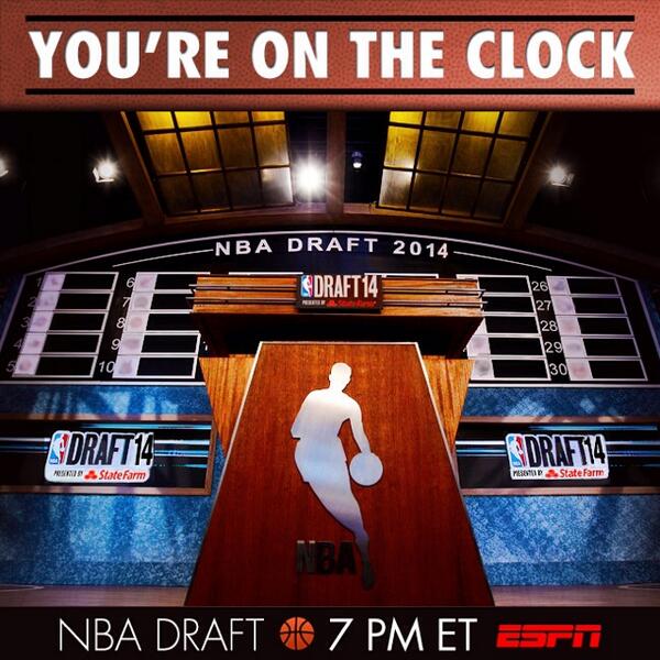 1 HOUR from the start of the 2014 <a href="/NBADraft/">NBA Draft</a> on <a href="/ESPN/">ESPN</a>!