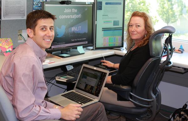 GomesLLNL's tweet photo. @NLIT2014 #NLIT 2014 Chair @teslich2 and Co-Chair @_mmyrick finalizing their slides for next weeks general sessions. http://t.co/es7vhRcjwI