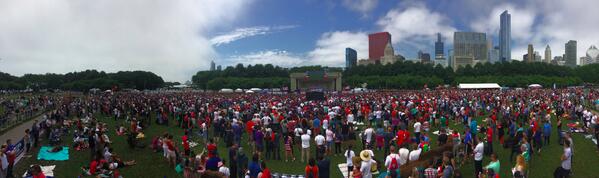 USMNT's tweet image. Thanks again for turning up today #Chicago! Another great atmosphere out in #GrantPark to support the #USA.