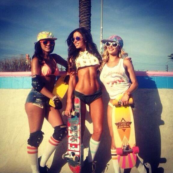 Kick, push, kick, push and coast ?

On set with @Playboy and #Playmates @JaslynOme and @gemmaleefarrell