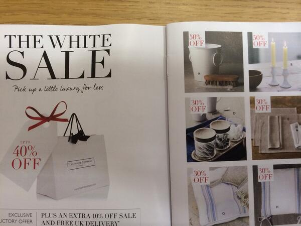 Percentages seem to be an issue for The White Company - their up to 40% off sale has the first two items 50% off!!