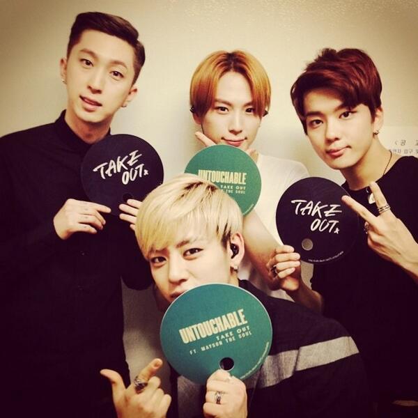 BAP_Vault's tweet image. [leepykim] 140627 Untouchable's Sleepy posted a photo of him with Himchan, Daehyun and Youngjae