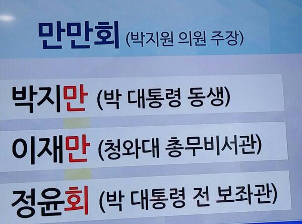 만만치 않은 파장을 예고하는 
<만만회>
역대 어느 정부보다 빨리 수면 위로 떠오른 ‘비선라인’ 박근혜 정부 운명의 불길한 전조요 임기말적 징후다 bit.ly/1mBYPD6 <a href="/hanitweet/">한겨레</a>"