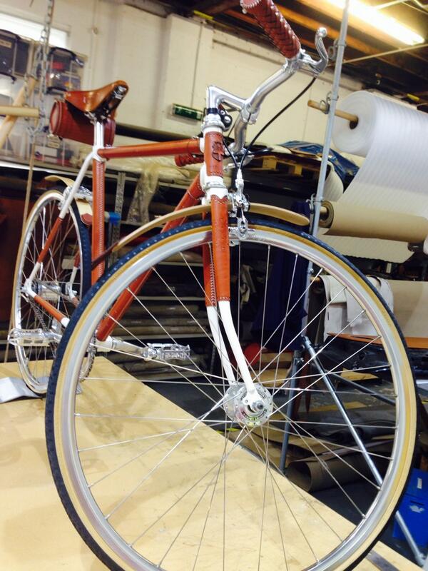 hideinside's tweet image. #workwithleather Brogue leather bike back in workshop today for wax and brush up ready for weekend photo shoot.