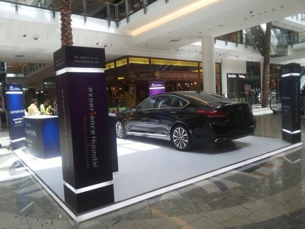 Orangevisuals's tweet image. Hyundai genesis display stand at bahrain city centre designed and produced by orange visuals.