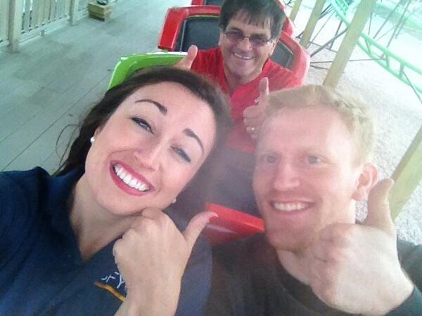 CourtneyCollen's tweet photo. Inaugural riders on the Screamin Dragon w/ @born4production @anovstrup at @ThunderRoadSF! #CoasterSelfie #SiouxFalls🙌 http://t.co/oiM4u9Aqbq
