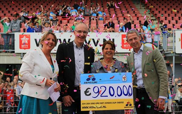 Kinderfonds's tweet photo. Hebben jullie 't al gezien? Nu al meer opgehaald dan bij bekendmaking #HomeRide 2013! Wat zal op cheque 2014 staan? http://t.co/wgJafqfxA0