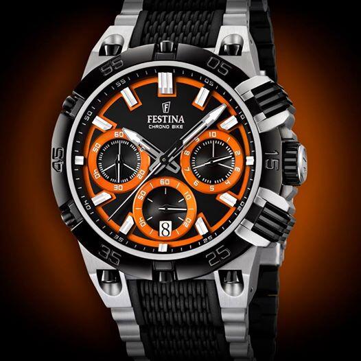 FestinaMexico's tweet photo. ¡Se acerca el Tour de France! En Festina celebramos con un nuevo Chrono Bike, aqui con detalles en naranja. http://t.co/W2X033Saxc