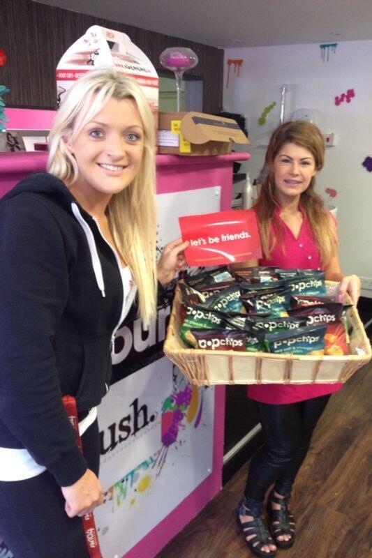 popchipsIreland's tweet photo. .@FM104 @KolourKRUSH such beauty in one photo!we really are a lucky bunch #happyfriday #hamperfriday http://t.co/kCfSzY0UiS