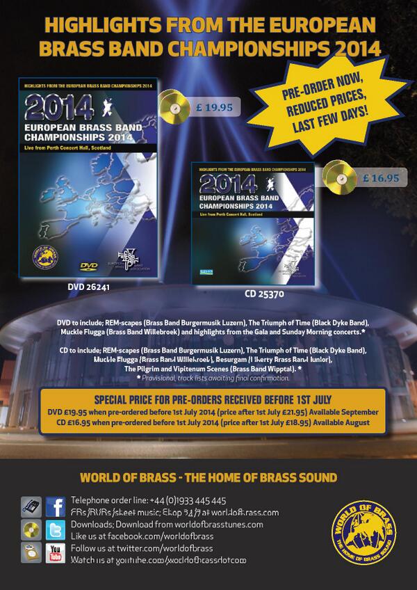 WorldOfBrass's tweet photo. Just a few days left to pre-order #ebbc2014 CD http://t.co/397gW4aFfX and DVD http://t.co/hxlaZeLRCF with £2 off! http://t.co/1JsMx6lLQj