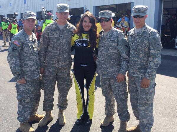 MissSprintCup's tweet image. It's always great to see our troops out at the track enjoying some @NASCAR racing! #NASCARsalutes #TroopThanks -JW