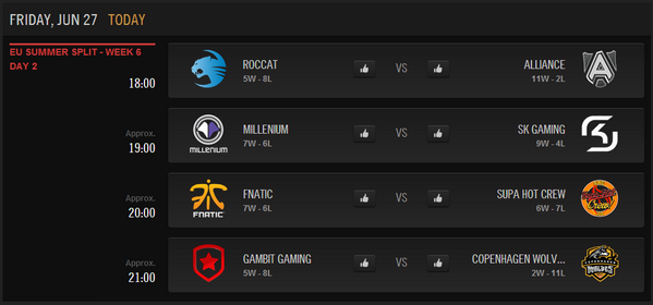 RadioofLegends's tweet photo. Los 4 enfrentamientos que en 1 hora cerrarán la 6ª semana de la #LCS Europea: http://t.co/g3VM96IREh