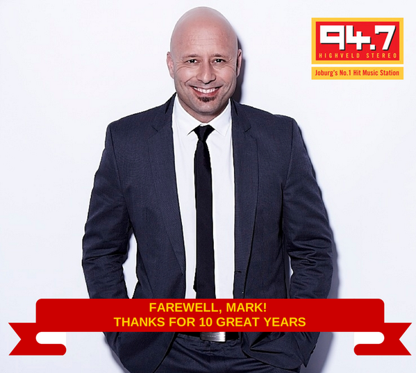 947's tweet photo. @MarkPilgrimZA officially says goodbye to radio today. Tune in to his final KIA #Take40SA show right now! http://t.co/tHKmQtAk4Z