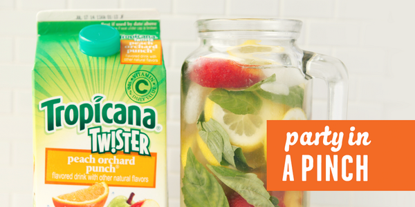 Tropicana's tweet photo. [Tropicana Twister Peach Orchard Punch] + [Basil] + [Diced Peaches] = Delicious Mocktail Sangria

#DrinkColorfully http://t.co/qZUjmXYDjT