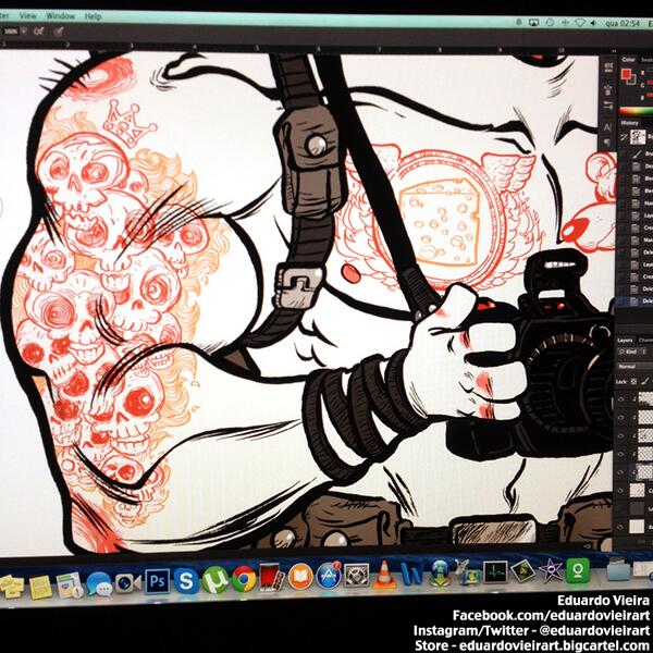 Step 4! Scanned the final lines, painted everything, and also included some cool tattoos :) 

http://t.co/mzFtl30yM1 