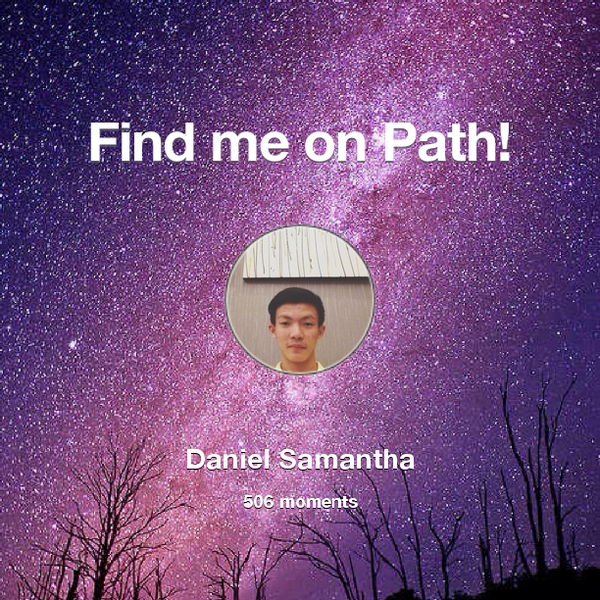 danielsamanthaa's tweet photo. I've shared 506 memories with my friends on #Path - see them now at http://t.co/eTXvZ8143Y! #thepersonalnetwork http://t.co/GgrNR3mlYY