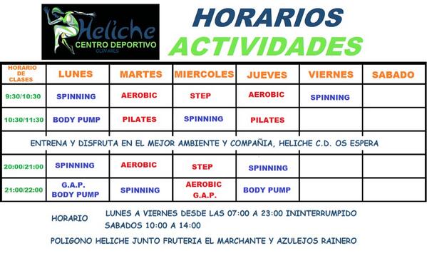 GYMHELICHE's tweet photo. Ya estamos de nuevo por aquí tras haber tenido problemas con la cuenta de twitter.
Os dejo el nuevo horario de julio💪 http://t.co/ughgaVVNH7