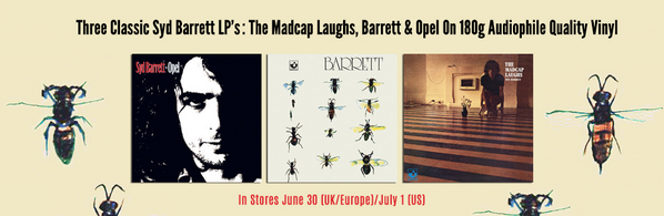 Just released on 180g heavyweight vinyl: Syd Barrett's albums The Madcap Laughs, Barrett and the compilation Opel.