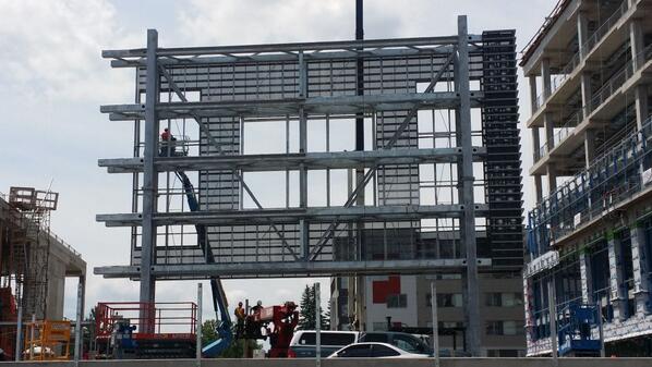PaulProse's tweet image. Video board at TD Place coming along.  #REDBLACKS #OFFC