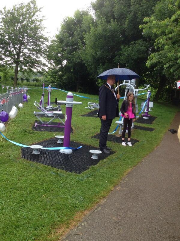 Opening the new fitness equipment.