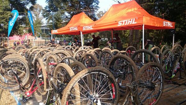 Powasol's tweet photo. It appears @RainbowChall was a little muddy today. @XCMWorlds2014 @STIHLUSA @TreadMTBmag http://t.co/gYw1huWARz