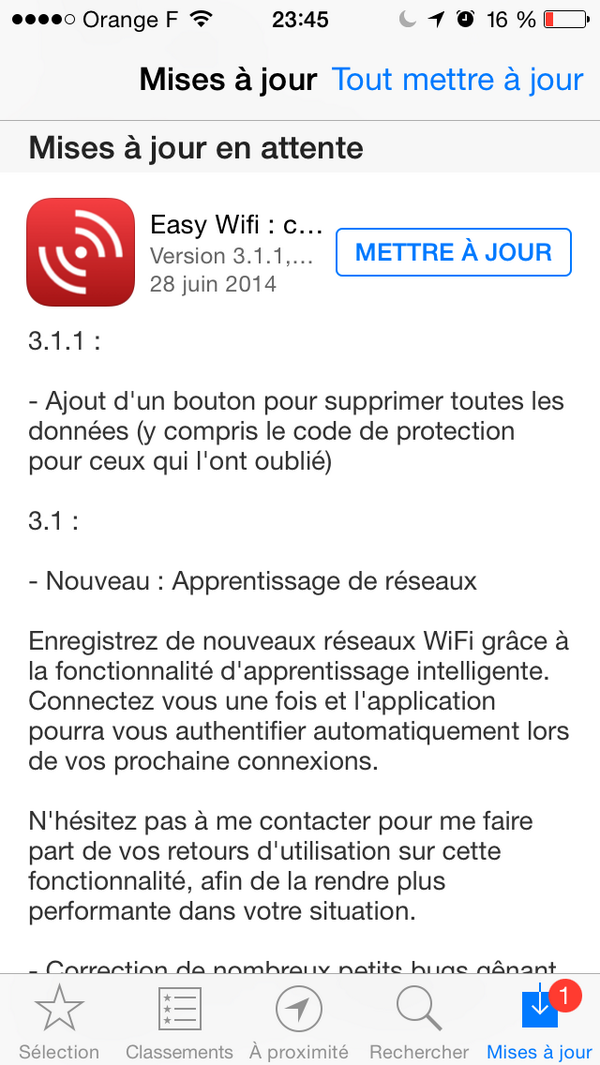 michaeldardol's tweet photo. #Easywifi 3.1.1, notez cette mise à jour les amis ! http://t.co/OBr3tA7knO