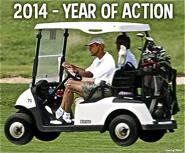 Obama golfs now for the 8th weekend in a row.