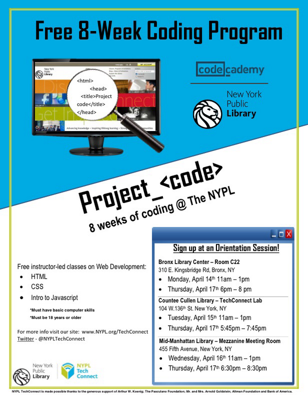 NYPLTechConnect's tweet image. @NYPL #ProjectCode graduation on 7/8/14 Our #coding students have done some fantastic work at creating biz websites!