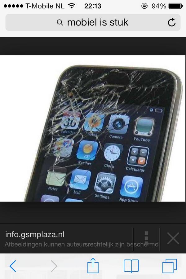 StijnR3's tweet photo. Mobiel kaputt http://t.co/yuj1urttkt