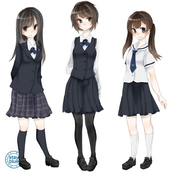 Stayblue 学校制服図鑑 東京家政大学附属女子高校の制服イラスト 太いクロスタイが特徴 紺無地スカートが正装です 夏服はセーラーブラウスです イラストが気に入ったらrt Plz Http T Co 6hj1uymt Twitter