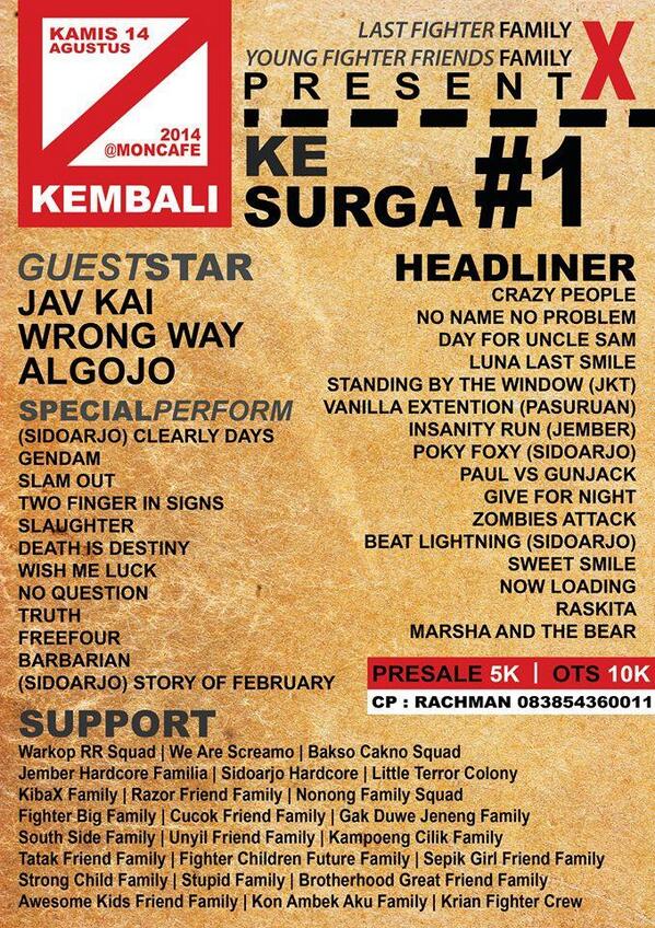 14 agustus 2014, moncafe surabaya <a href="/indieSurabaya/">Indie Surabaya</a> @newindienium @SurabayaPOPPUNK @Underground_SDA  #merapat #infogigs