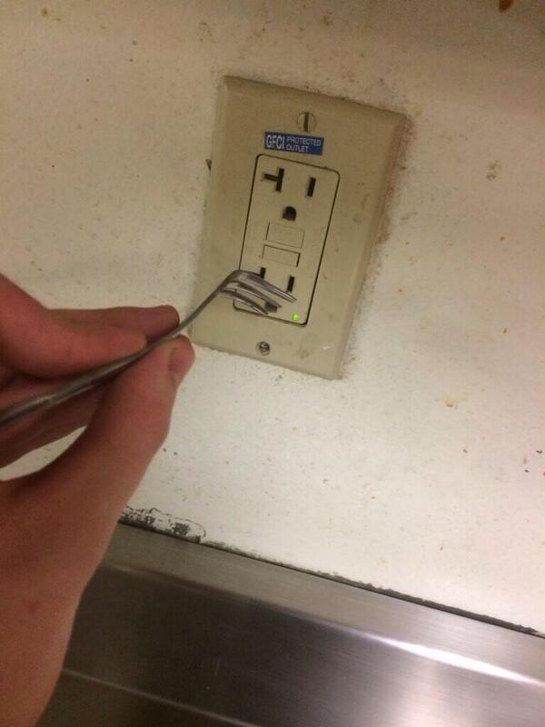 Hyderix's tweet image. If your iPhone chargers don't work, it's actually the outlet that's broken. You can easily clean it with a fork! RT