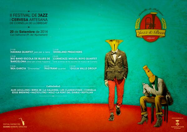 jazzandbeer's tweet photo. Ara si que podeu el cartell del #jazzandbeer14 Us esperem el 20 setembre a totes! #beer #jazz #cornella http://t.co/YAesyheDAR