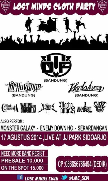 #eventsda Lost Mind Cloth Party 17 Ags 2014 at JJ Park Sidoarjo. Info: 083856786494 / @LMC_SDA