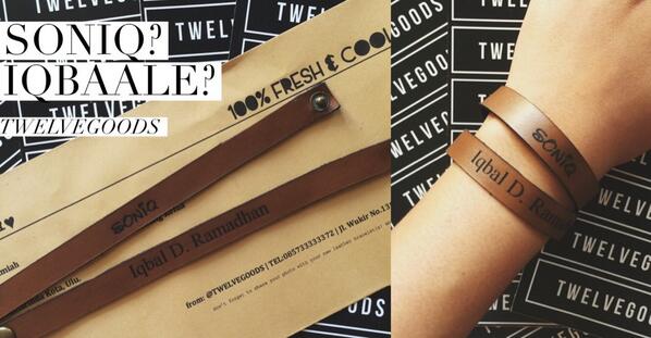 twelvegoods's tweet photo. SONIQ? Suka @iqbaale? Atau semua member CJR? Buruan order gelang kulit dg nama mereka disini, bs custom! PIN:23983A53 http://t.co/uMiH4ApGa6
