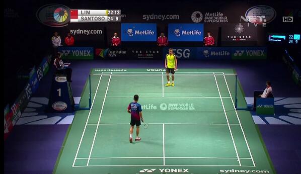 netmedia_info's tweet image. Simon Santoso [INA] vs Lin Dan [CHN] 9-13 #NETAustraliaOpen2014