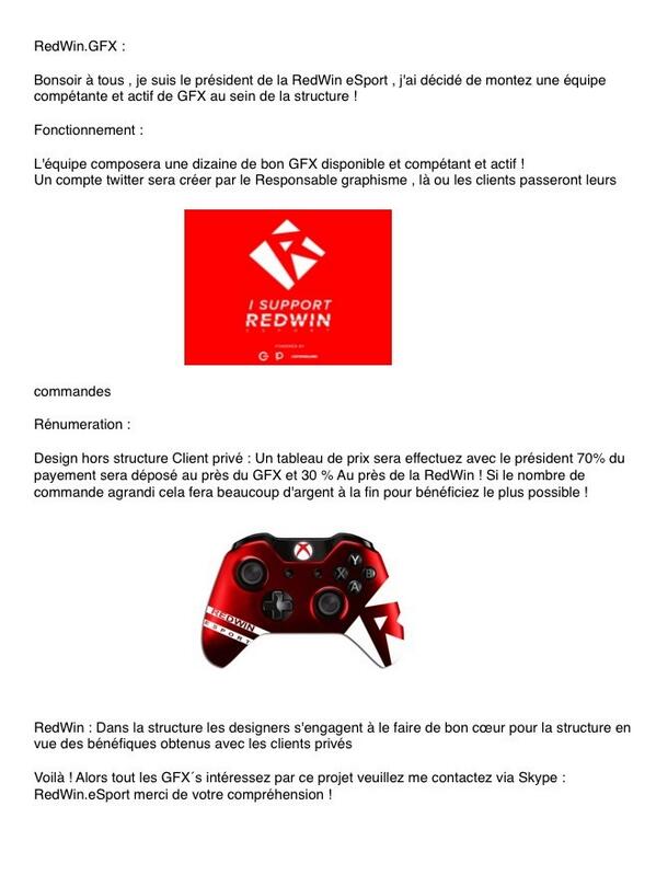 RedWineSport's tweet photo. {#Design} 

Nous rappellons notre projet Graphisme ! Tout les GFX´s intéressez veuillez #FAV @GFXKraZy @SafeGaming_ http://t.co/kPsVY7FX1Q