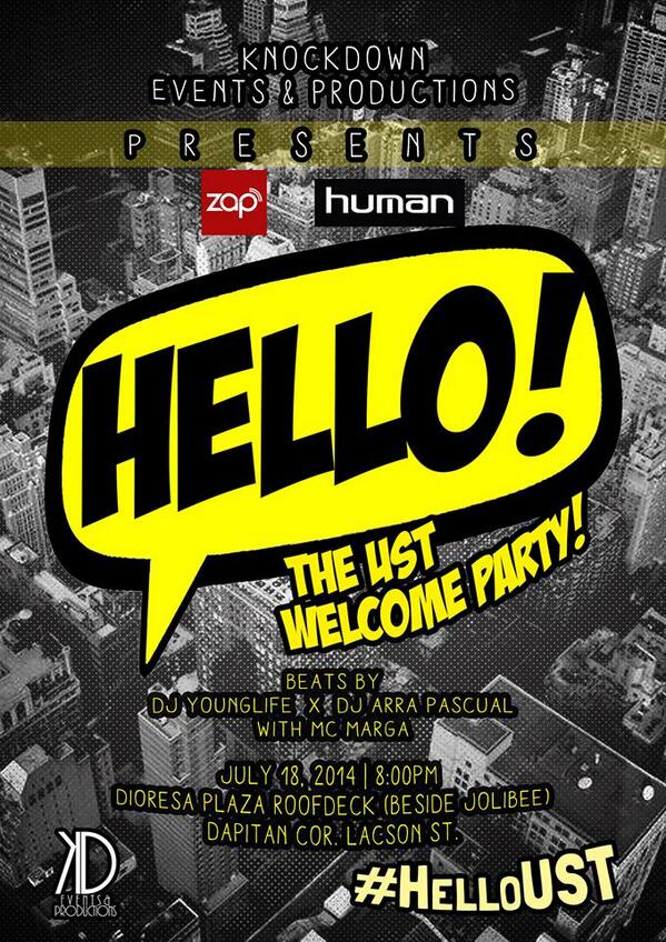 AMV_CORE's tweet photo. @knockdownprod: Welcome the school year with a bang! Celebrate your first weekend with us! #HelloUST #USTWelcomeParty http://t.co/aUhroXnwKA