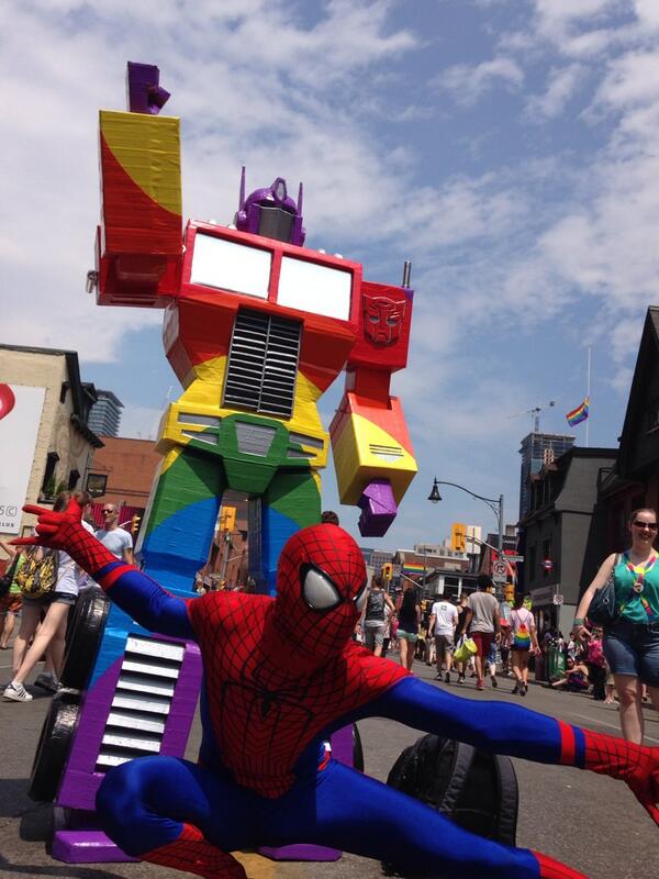 Optimus Pride Optimus Pride Meets Torontospiderman Http T Co Va4jtriwdt