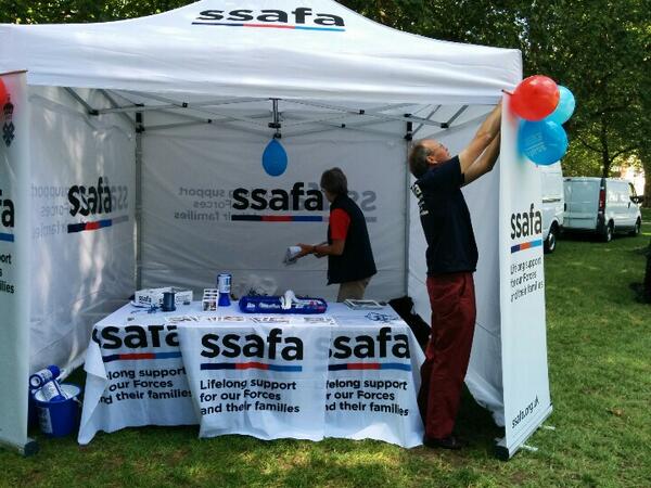 Branch Chairman James and wife Sally setting up the stand at #AFDBristol #ArmedForcesDay