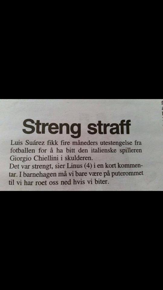 CheGiaevara's tweet photo. Luis Suárez skulle nok ønske han gikk i samme barnehage som Linus http://t.co/ZJBvxDoQX4