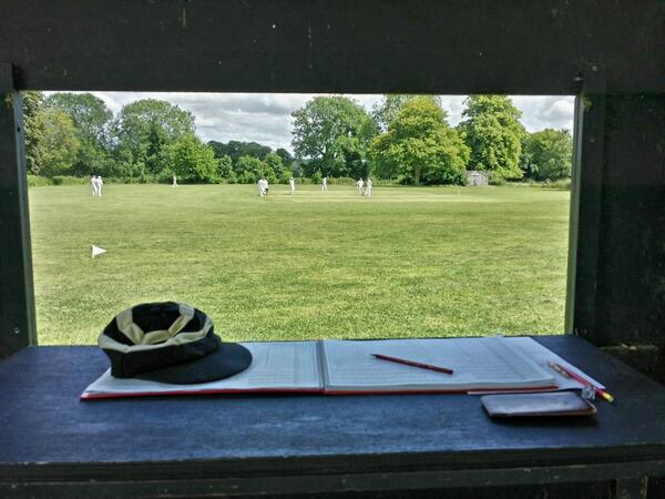 The scorer's view in today's <a href="/BuckleburyCC/">Bucklebury Cricket</a> game v The Deadbats.