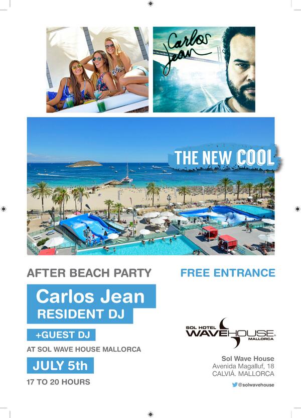 SolHouseCalvia's tweet photo. DJ @carlosjean is coming back! El 5 de julio, no te pierdas la 2a #JeanWaveSession en @SolWaveHouse. http://t.co/6OrVdpTYEi