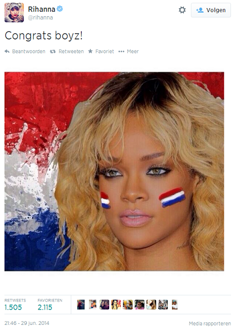 voetbalzonenl's tweet photo. Bedankt! #nedmex #rihanna http://t.co/SD56PWygiW