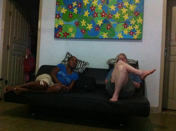 MimiLabrosse's tweet image. Watching CR and Greece in Sandra's living room.