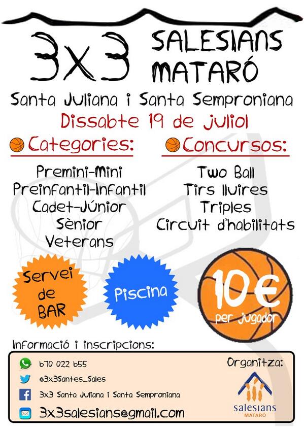 3x3Santes_Sales's tweet photo. Aqui teniu el cartell del 3x3. Tenim ganes de passar un gran dia de bàsquet! Us hi esperem! http://t.co/o2Dnz6RoLY