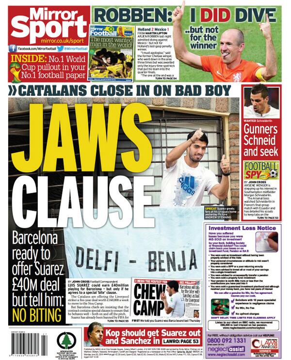 BrVBUEOCIAIDSXY Barcelona set to offer Liverpools Suarez £40m contract including bite clause [The Mirror]