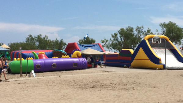 Inflatable village looks great!  Rained out for today, open again tomorrow and Tuesday at 1pm!!